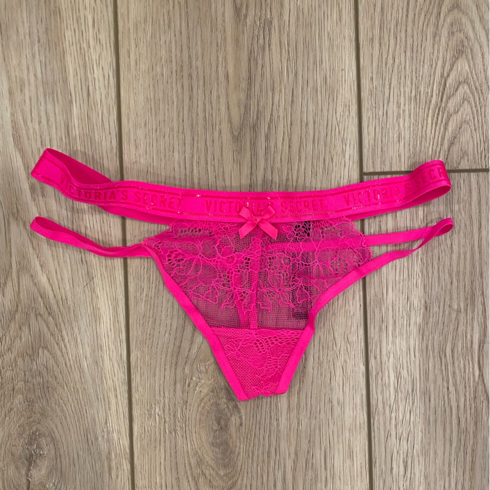 Victoria’s Secret hot pink strappy thongs